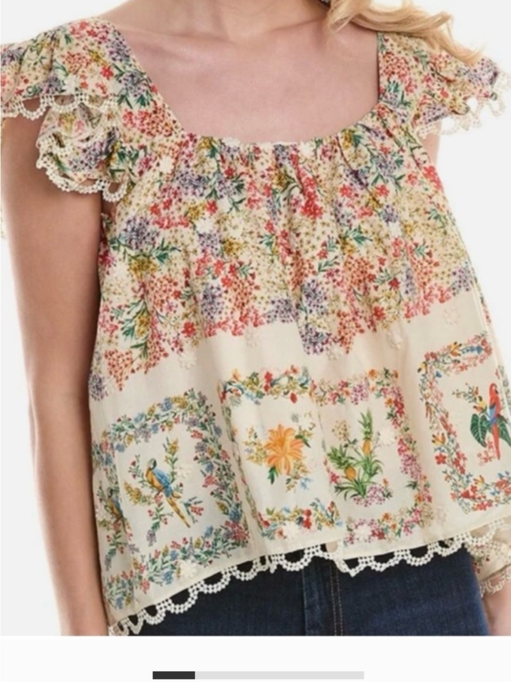 Farm Rio Delicate Forest Scarves Blouse size medium